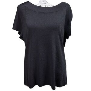 Talbots Woman EUC Black ribbed short‎ sleeve top size X